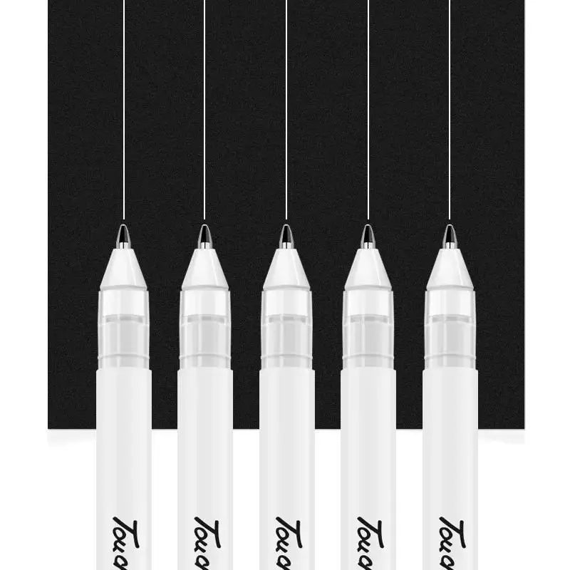 5x weiße Gelly Roll Gelstifte 0,8 mm Textmarker Kunstzeichnung Malstift Journaling weiße Tinte Linienstifte Schulbedarf