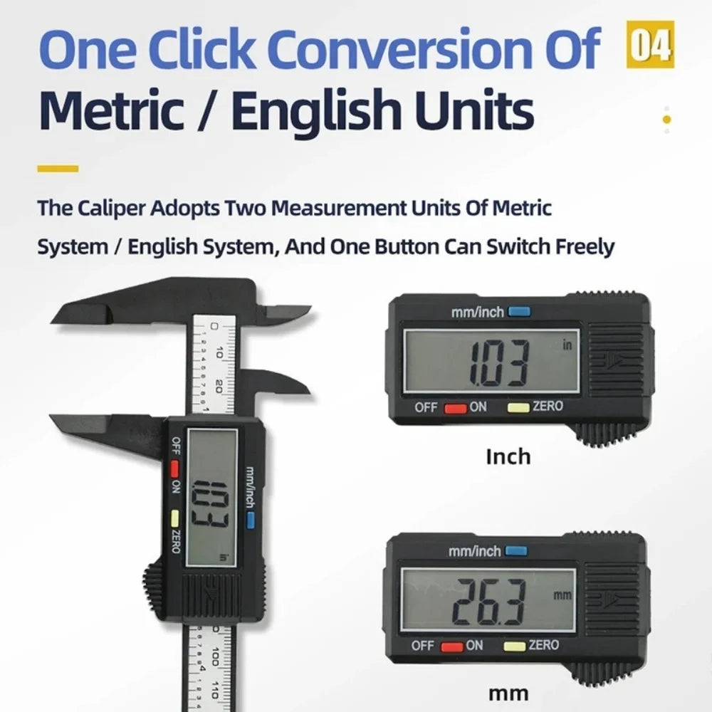 Measuring Tools Electronic Digital Caliper LCD Display Measurement Tools Carbon Fiber Dial Vernier Caliper Professional Rulers