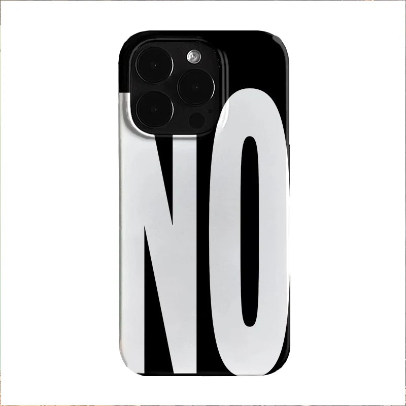 NO And YES Personalized Art Black And White Letters Phone Case For IPhone 16 15 14 13 12 11 Pro Max X XS XR 7 8 Plus Cover Case - Shoppiline