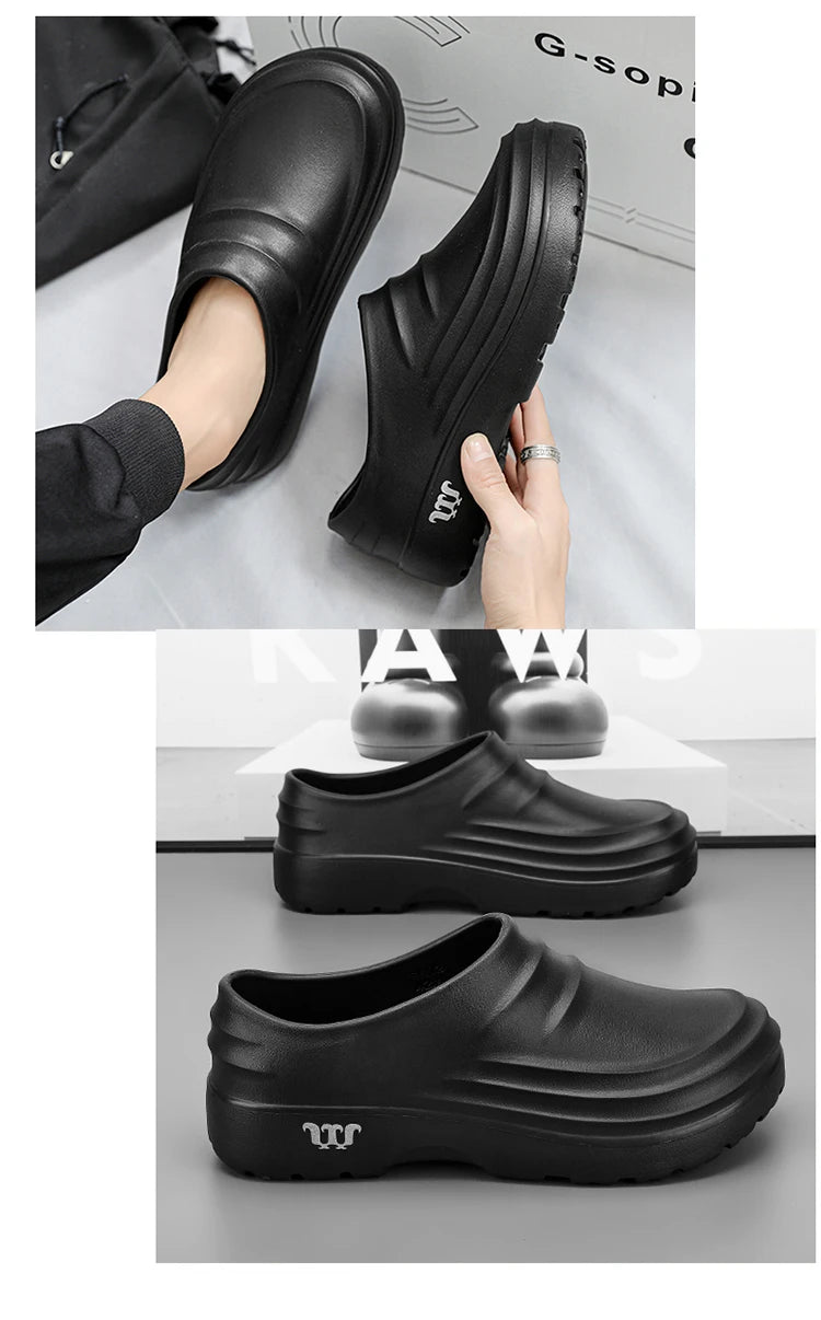 New Men's Anti-slip Chef Shoes Sandals For Men Working Shoes Waterproof Fashion Garden Shoes Clogs For Beach Slippers Size 36-48