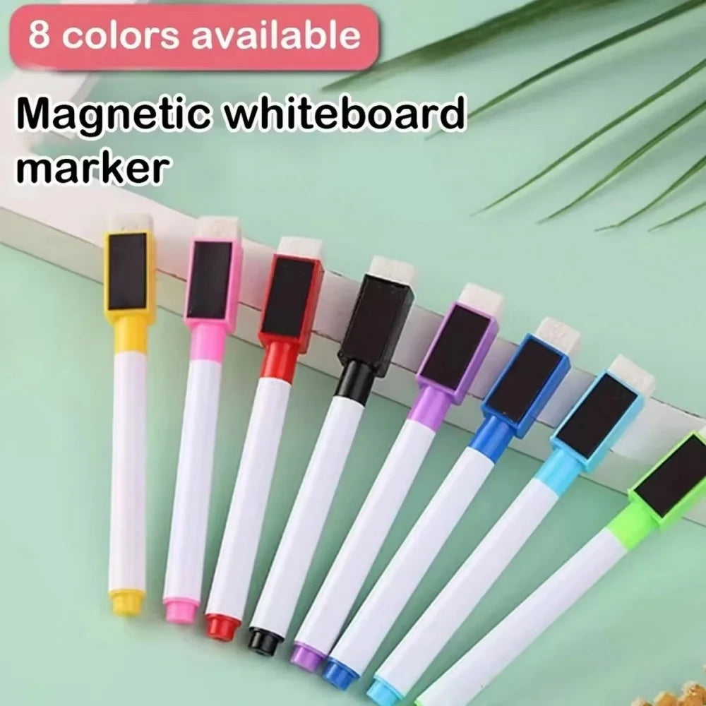 8 Colors Erasable Whiteboard Markers with Eraser, Safe Kids Graffiti Pens for Home School