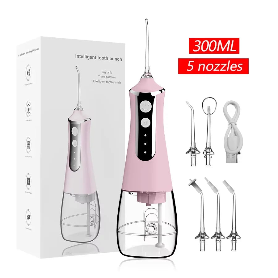 HOMEFISH Oral Irrigator Portable Dental Water Flosser USB Rechargeable Water Jet Floss Tooth Pick Jet Tip Modes Waterproof