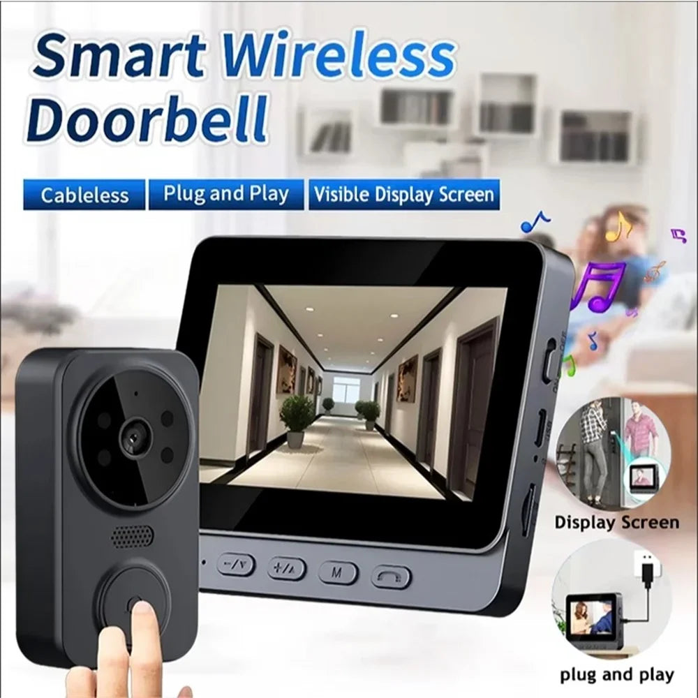 Smart Video Doorbell Camera Wireless, 1080P HD with Night Vision, 2.4G WiFi, Motion Detection, 2-Way Audio, and Cloud Service - Shoppiline
