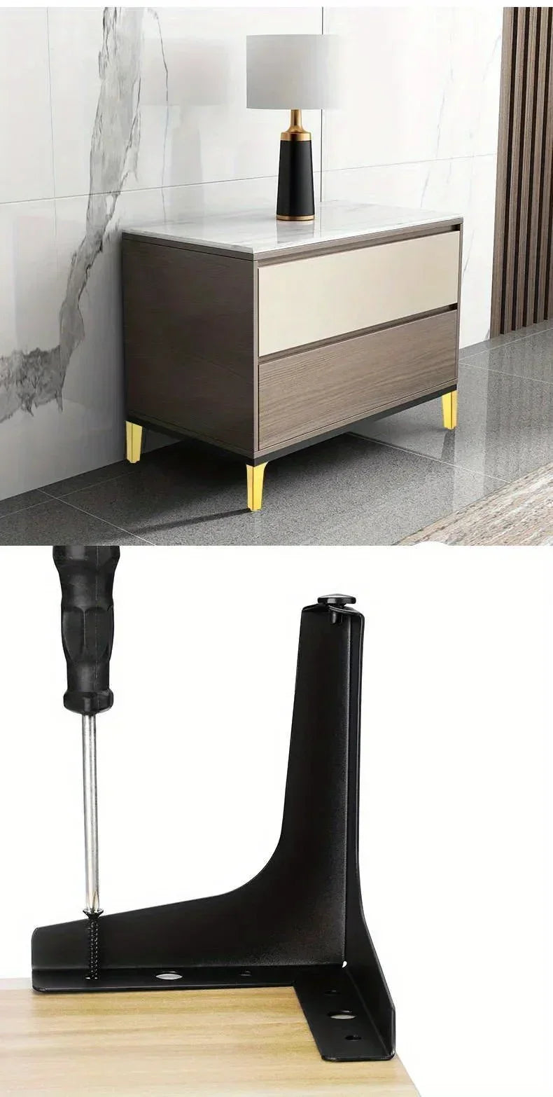 4Only gold black metal furniture legs included：Modern Minimalist Style，Suitable for Sofa/Cabinet/Table Heightening Foot Pads