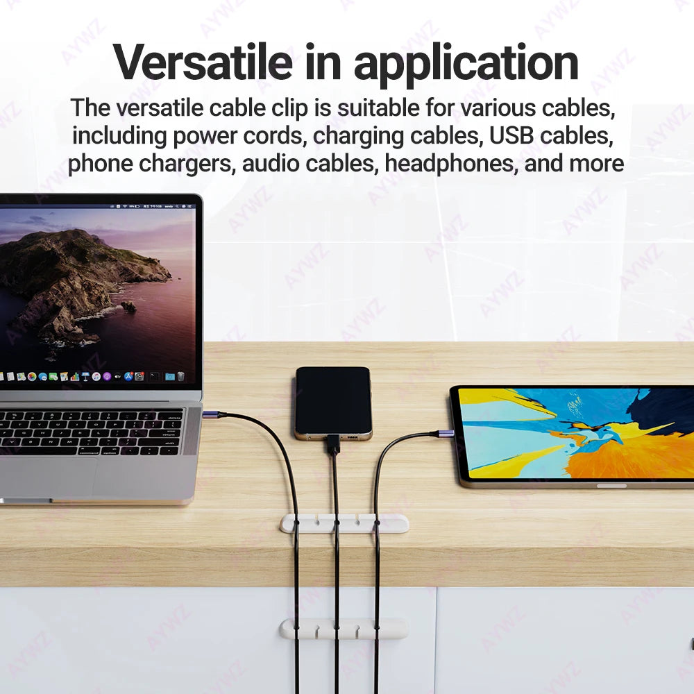 Adhesive Cable Holder Clips Cord Management Wire Organizer for Desktop USB Charging Cable Nightstand Power Cord Mouse Cable 1pc