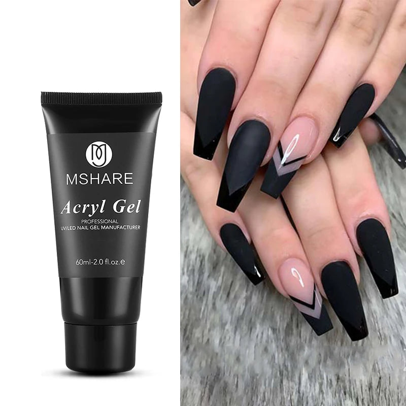 MSHARE Poly Nails Acryl Gel 60ml Builder UV Led Acrylgel Nagelverlängerungen Acryl Rosa Weiß Klar Acrylat HEMA TPO-freies Gel