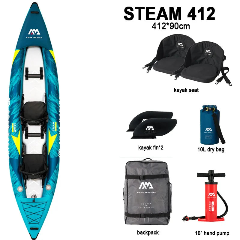 AQUA MARINA STEAM inflatable Kayak Boat 10'3"/13'6"  Drifting Inflatable Paddle Board Canoeing 1 2 Person Raft Rubber Boat PVC