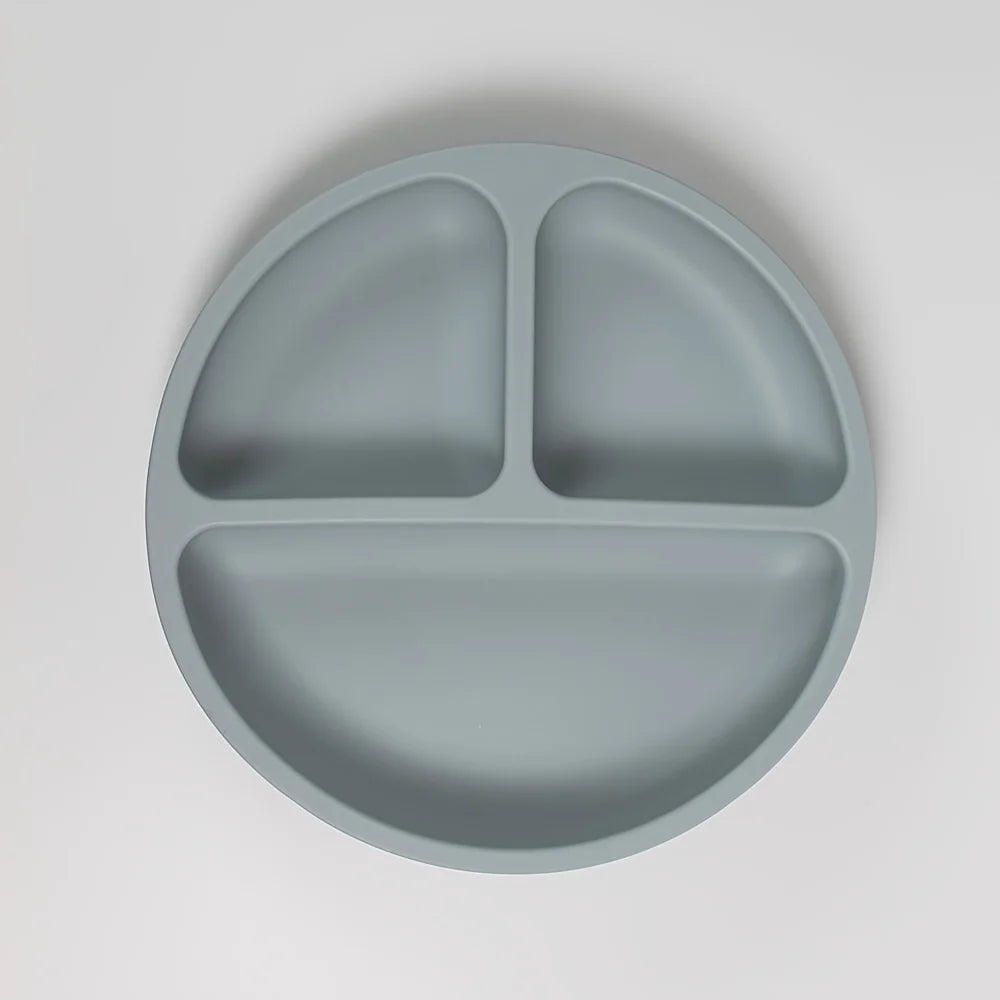 Suction Plates For Babies, Silicone With Lid Divided Design Dinner Plate
