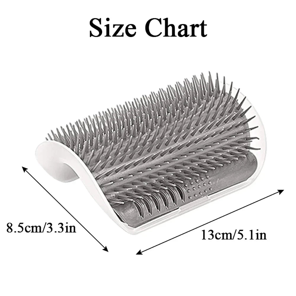 Wall Mount Corner Cat Self Groomer Comb Ergonomic Pet Massage Hair Remover Brush Space Saving Indoor Kitten Scratching Toy Easy