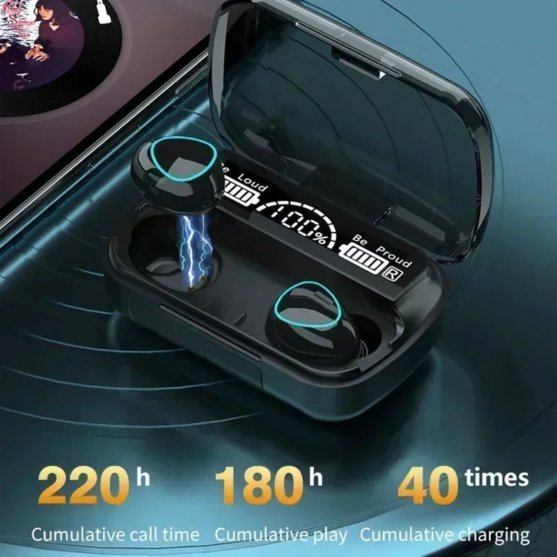 New Bluetooth Earphones Handfree LED Dispay Headphones Bluetooth Music Wireless Earbuds Waterproof Headset For smartphones