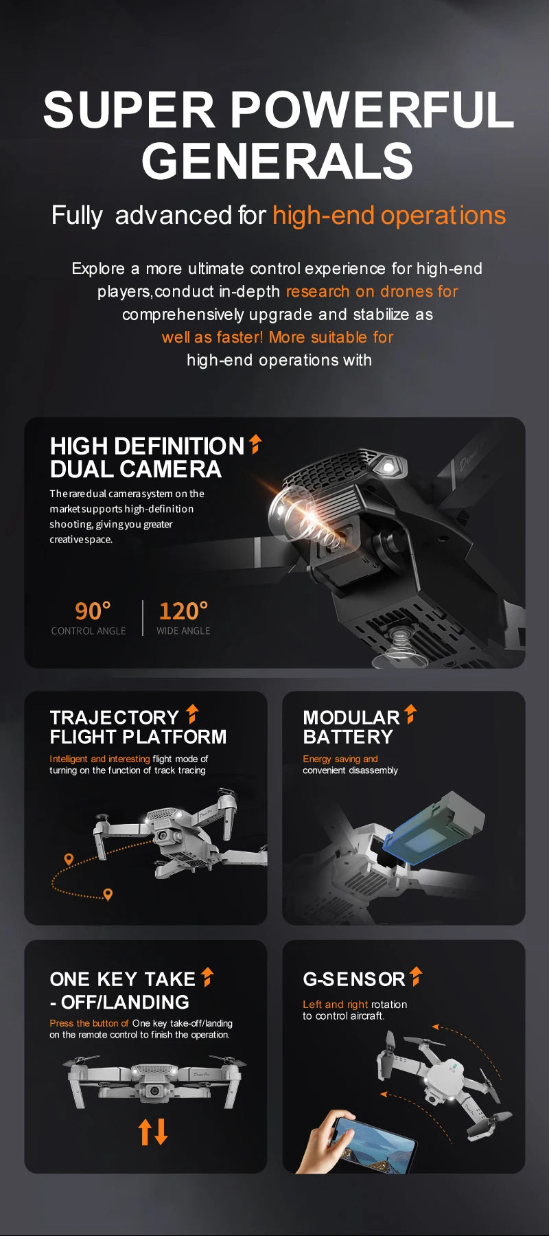 E88 ProIntelligent Folding Drone Supports single/Dual Camera Switching 4KPicture Quality+Wide-angle Shooting WiFiDirect Real-Tim - Shoppiline