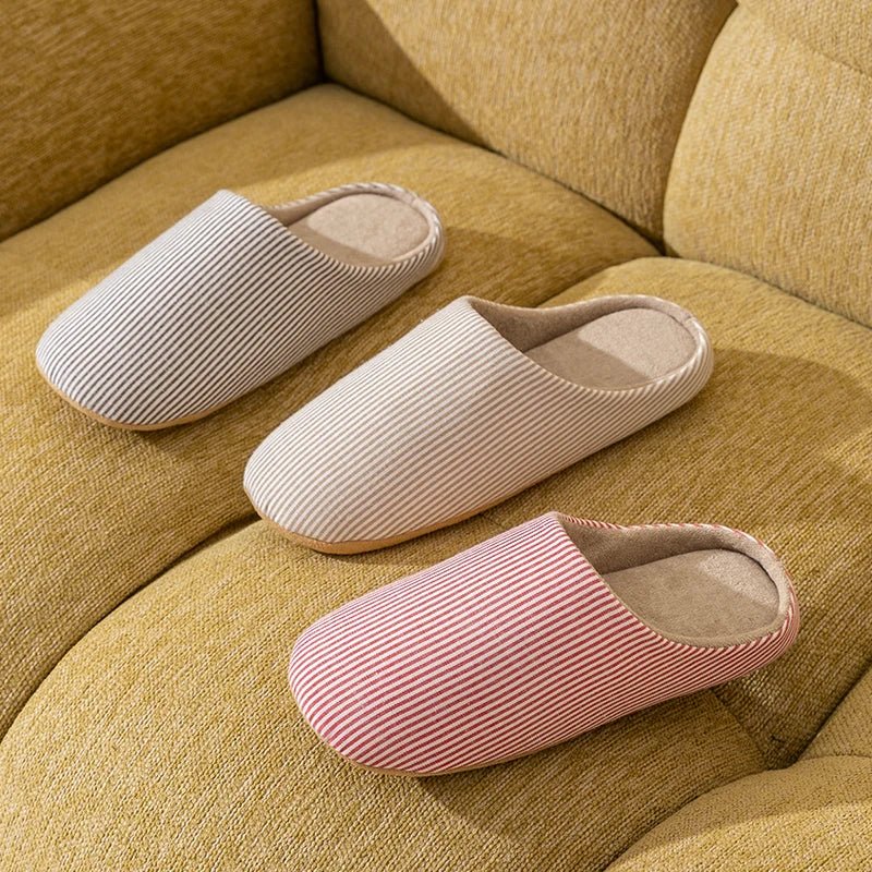 Unisex Home Slippers Soft Fur Slippers Warm Indoor Flat Slides Nonslip Couples Shoes Bedroom Light Slience Flats Autumn&Spring