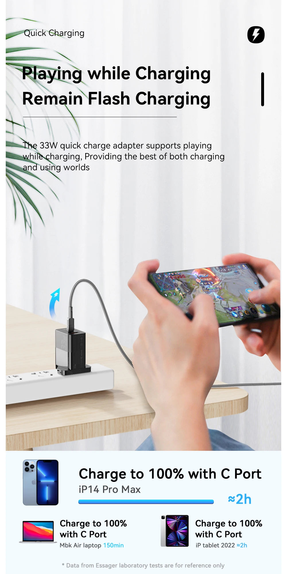 Essager USB C Charger 33W GaN Type C PD Fast Charging For iPhone 14 13 12 11 Pro Max XS 8 P For iPad Pro Air iPad Mini - Shoppiline