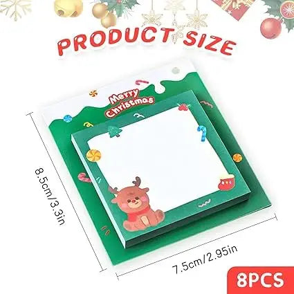 8 Pieces Christmas Self Sticky Notes Pad Notes Merry Christmas Labels Adhesive Memo Pads Message Note for Office Home School Xma