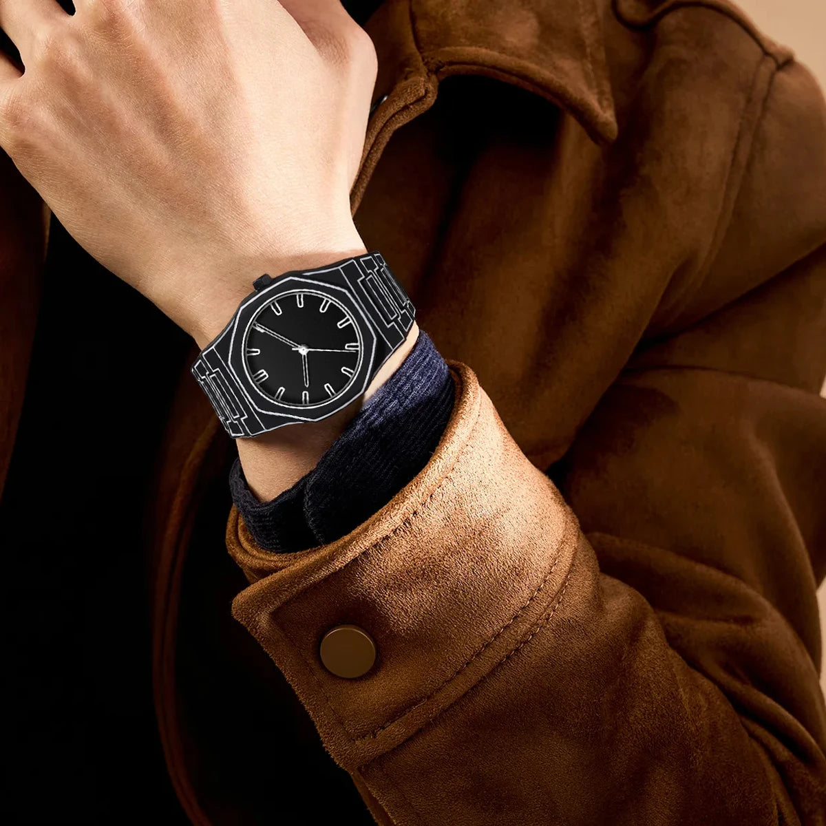 2025 Neue kreative Herren-Silikonuhr VA VA VOOM Marke Quarzuhrwerk Kreative Linien Freizeit Outdoor Sport Schwarz Armbanduhren