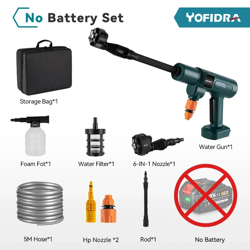 YOFIDRA 200Bar Brushless Electric High Pressure Washer Water Gun 6IN1 Cordless Car Washer Cleaning Garden For Makita Battery Pin - Shoppiline