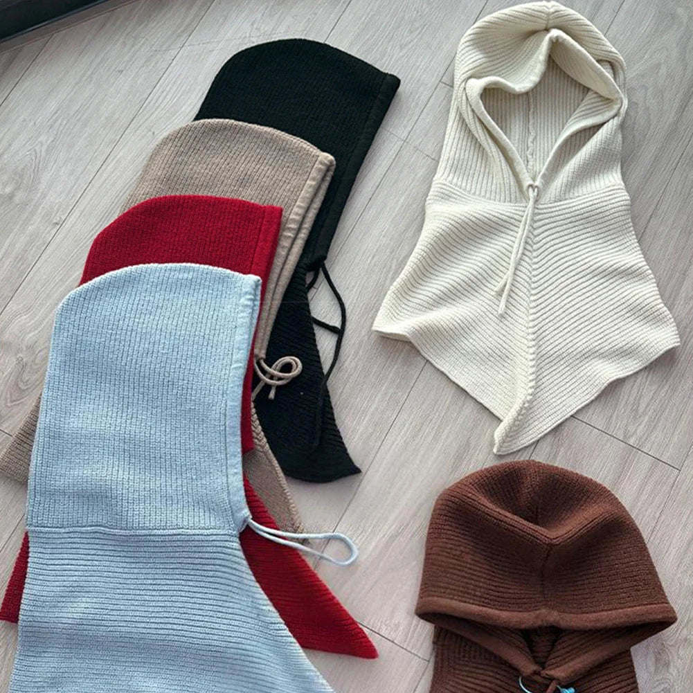 Cagoule d'hiver écharpe pour femme bonnet tricoté chaud extérieur chaud une pièce col pour filles bonnets