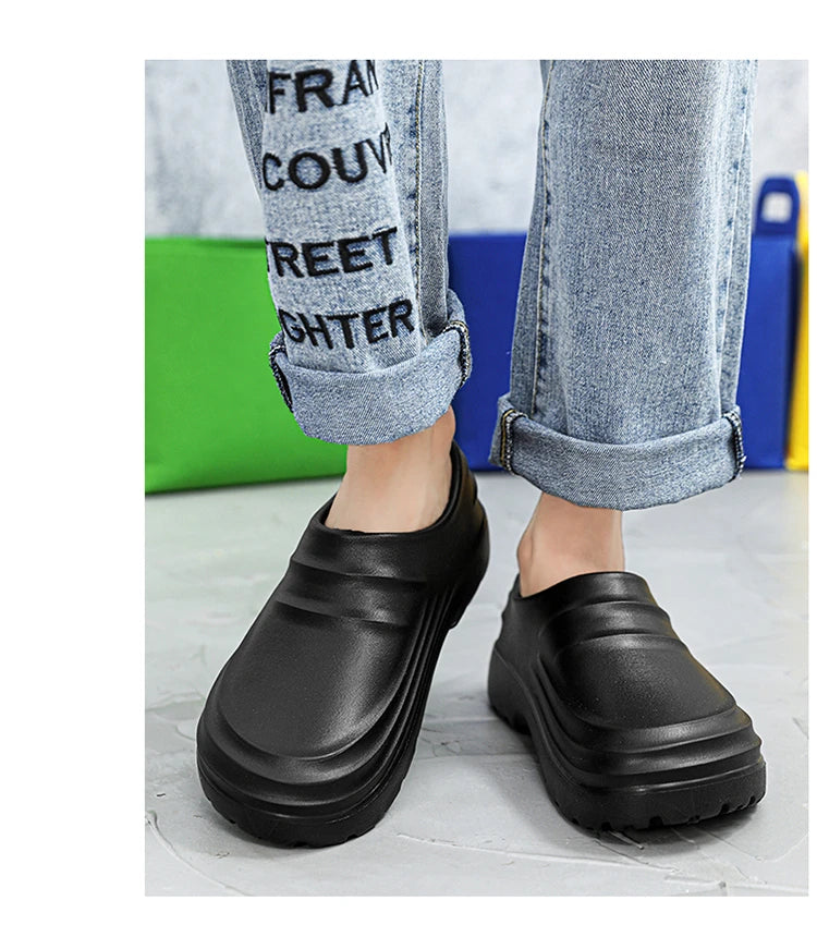 New Men's Anti-slip Chef Shoes Sandals For Men Working Shoes Waterproof Fashion Garden Shoes Clogs For Beach Slippers Size 36-48