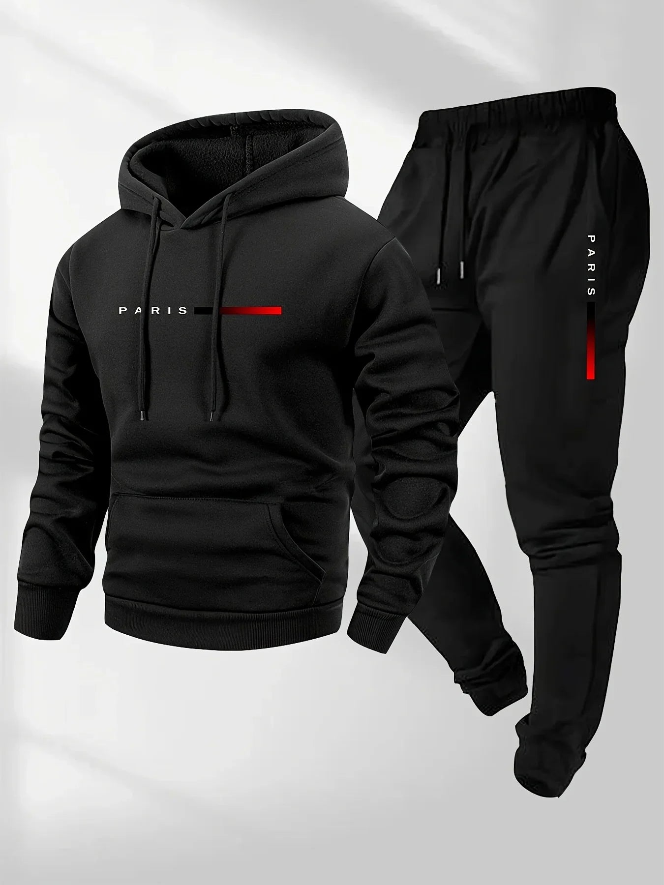 PARIS Buchstaben-Print Sweatshirt Anzug Herren Fleece Hoodie Hose Set Frühling Herbst Winter Warm Lässiger Sport Pullover Hosen Sets