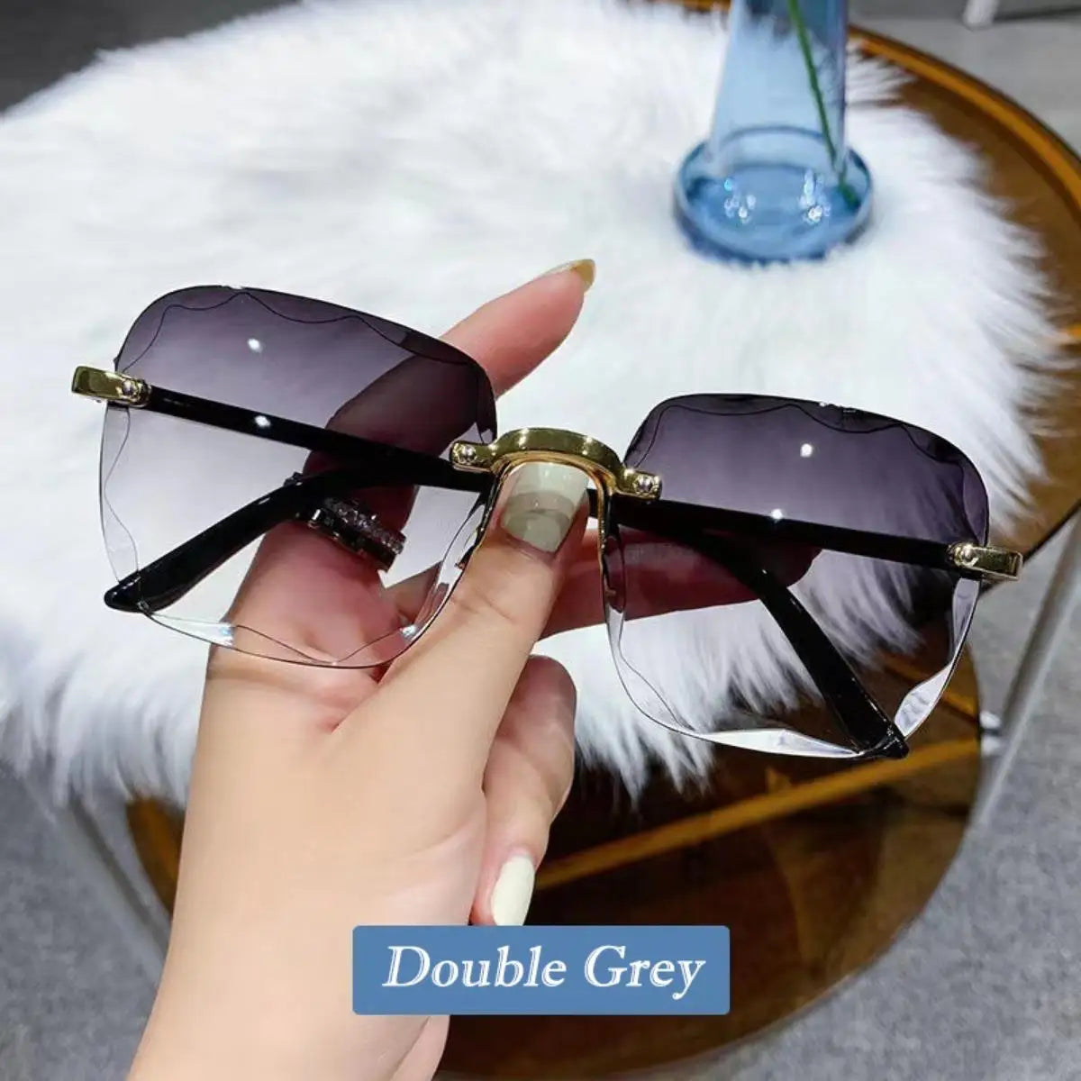 Frameless Sunglasses Y2K Gradient Fashion Korean Hip Pop Anti Ultraviolet Elegant Luxury Outdoor Travel Eyewear Women Unisex