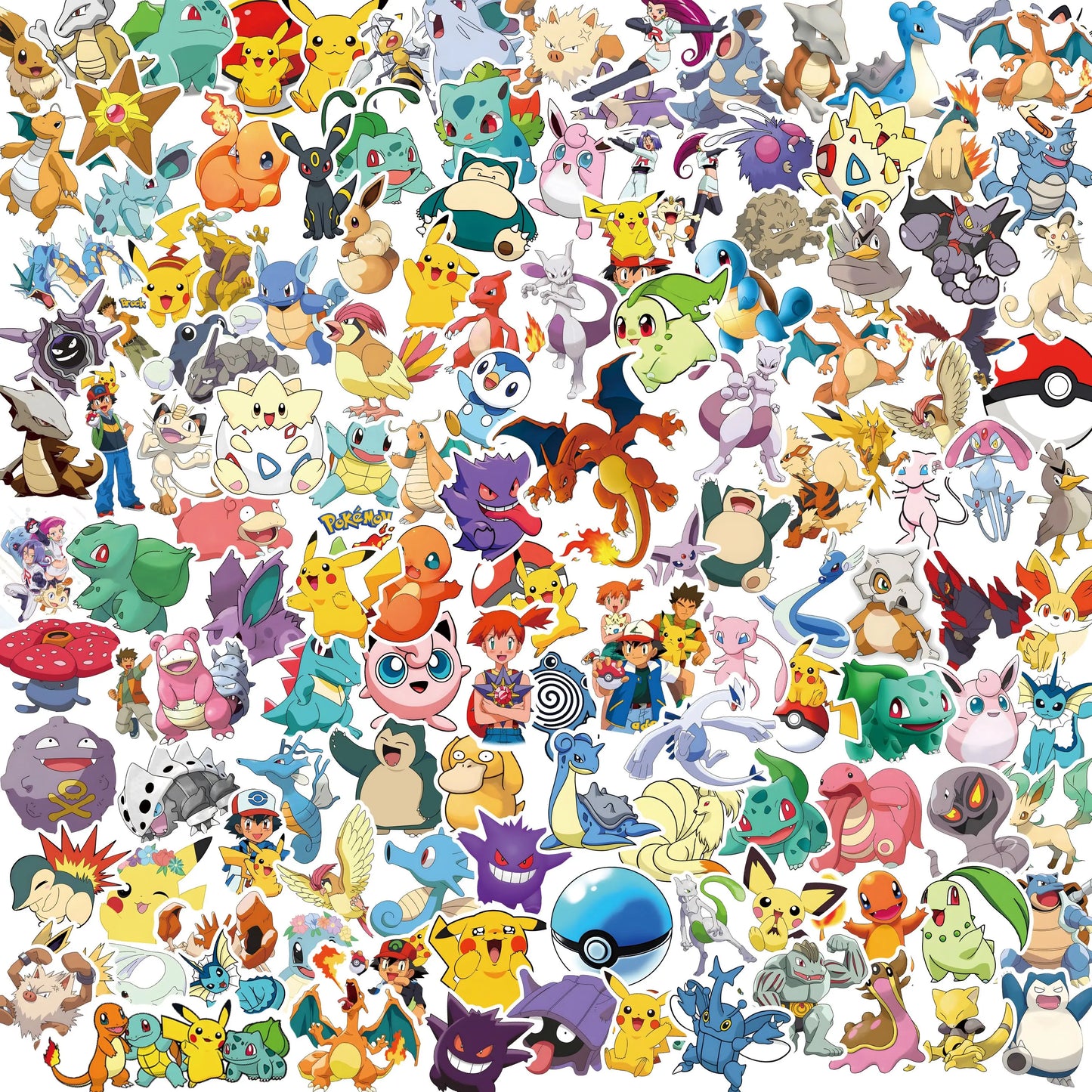 50/100/200pcs Pokemon Anime Stickers Pikachu Kawaii Sticker Laptop Suitcase Skateboard Guitar Phone Cartoon Kid Gift Toys