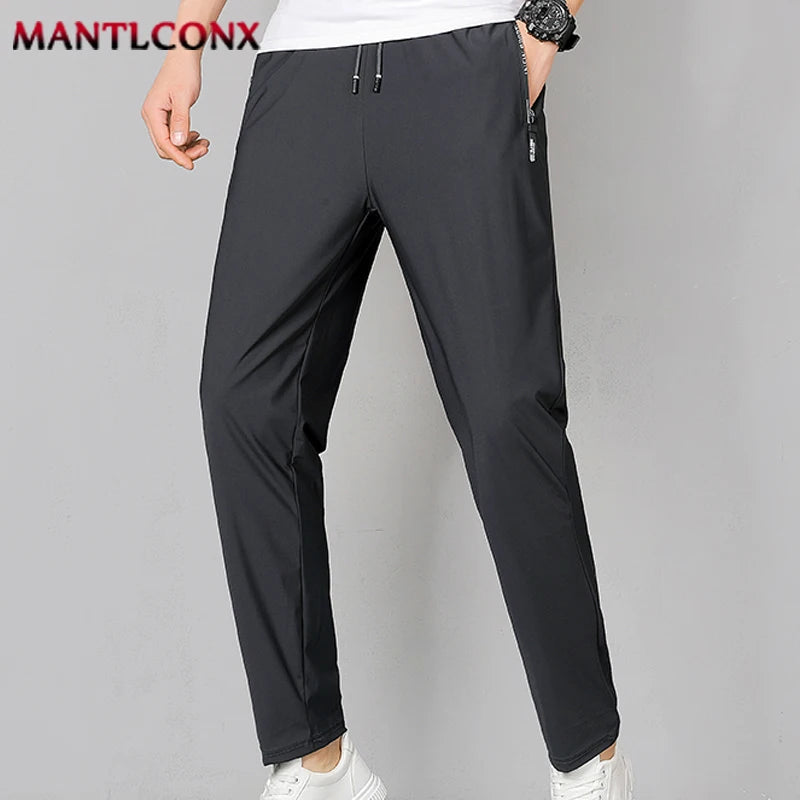 Breathable Men's Casual Pants Quick Dry Straight Elastic Waist Jogger Sweatpants Korean Classic Sport Trousers Plus Size 4XL 5XL