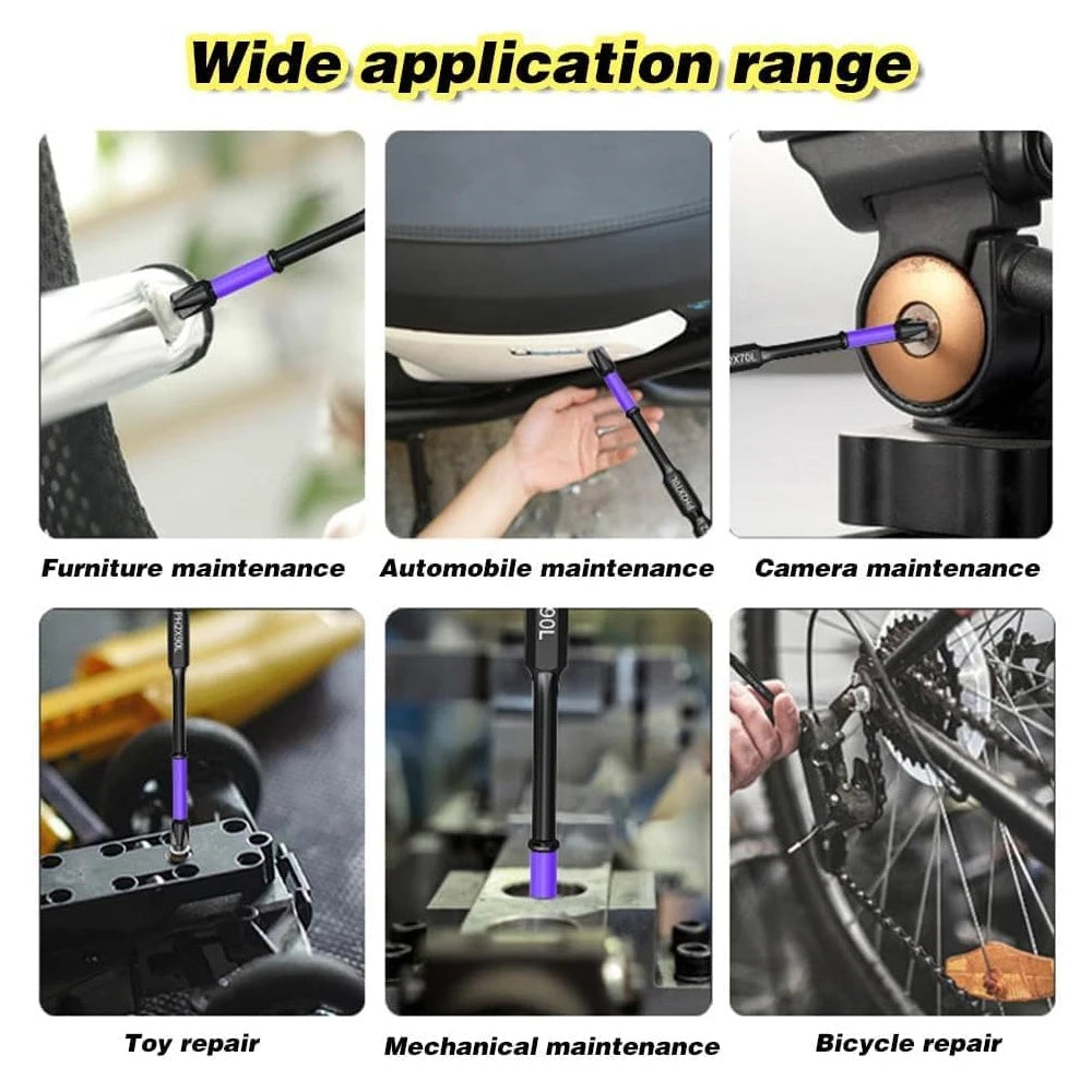 6/12 Embouts de tournevis magnétiques antidérapants antichocs Phillips embouts à chocs tige hexagonale en acier allié adaptés aux outils électriques