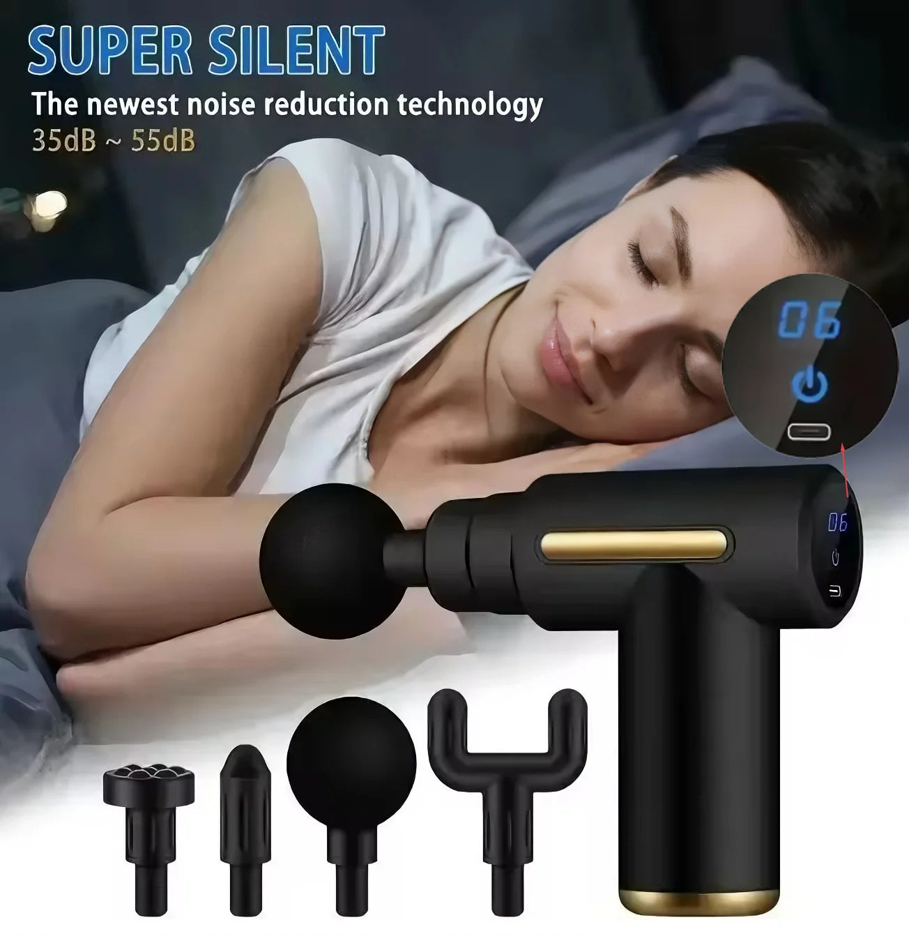 2026 High-Power Muscle Relaxer - Rechargeable Deep Tissue Massage Gun With 4 Heads For Full Body Relief,Ultimate Muscle Recovery