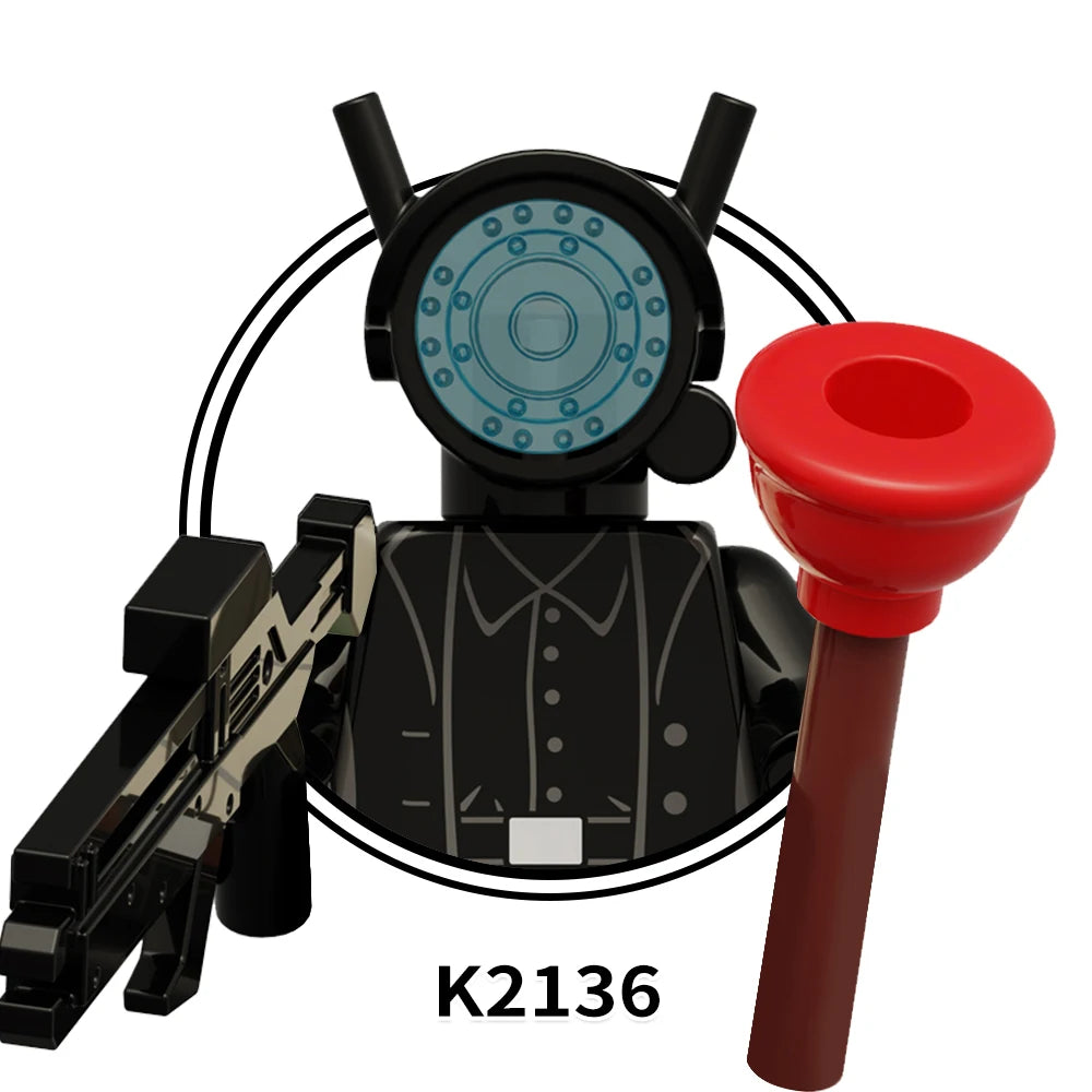MOOXI Actionfiguren Teile Set MOC Steine Skibidi Toilet Man DIY Baustein Lernspielzeug für Kinder Figuren Geburtstagsgeschenk