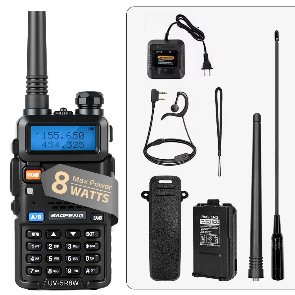 1/2PCS BaoFeng UV-5R 8W Tri-Power Walkie Talkie High Power Dual Band Long Range 128 CH Portable Handheld UV 5R Ham Two Way Radio - Shoppiline