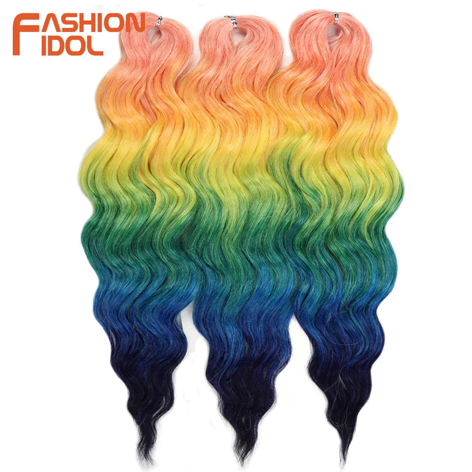 Anna Hair Extensions synthétiques de tresses Loose Deep Wave 24 pouces, cheveux tressés ondulés, cheveux bouclés torsadés au crochet Ombré Blond