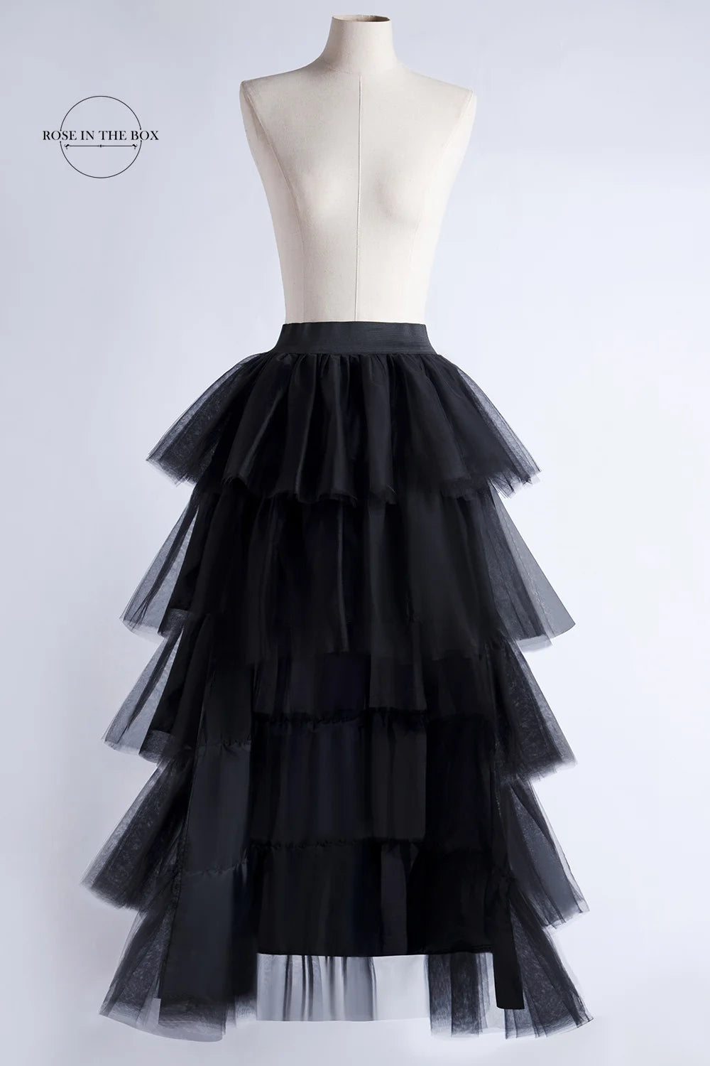 BABYONLINE Women Tiered Tulle High Low Skirts Elastic Waist Petticoat Puffy Long Tulle Skirt Female Maxi Skirt Free Size