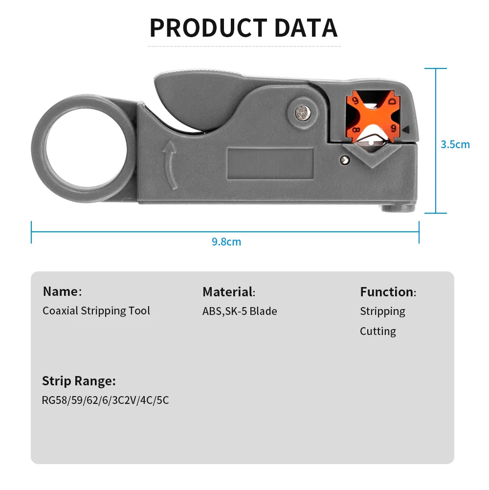1PCS Ethernet Cable Stripper RJ45 Cat5 Cat6 Network Hand Tool Pliers Line UTP FTP Coax Coaxial Cutter Wire Stripping Tool