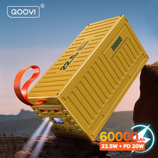 QOOVI 60000mAh Power Bank 22.5W PD QC 3.0 Charger Powerbank Large Battery Capacity Power Station Fast Charging For iPhone Xiaomi - Shoppiline