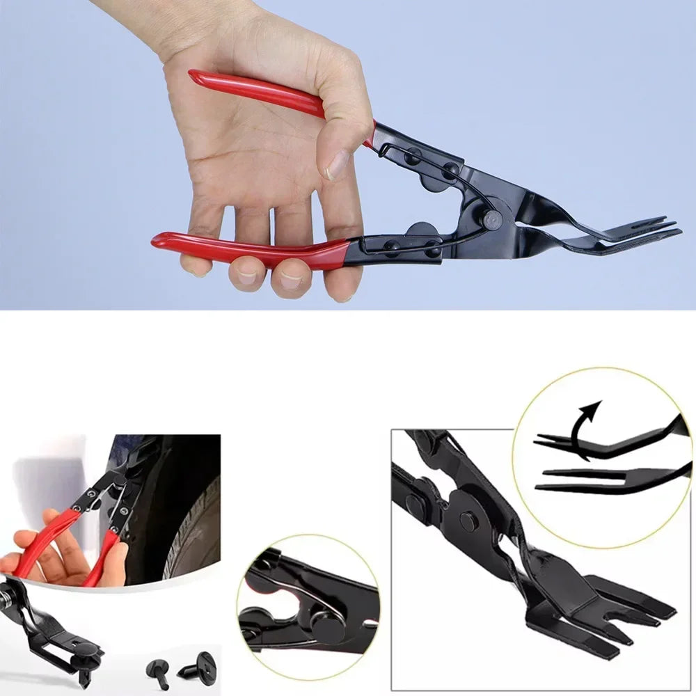 kkjoy Car Clip Removal Pliers Trim Pry Tool Kit for Auto Body Panel Door Fastener Repair