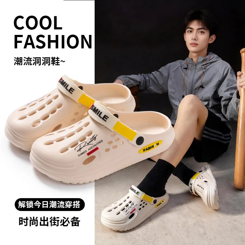 Summer Clogs Sandals Men Clogs EVA Slippers Soft Sole Breathable Beach Slippers Men Home Slippers Outdoor Antiskid Slippers