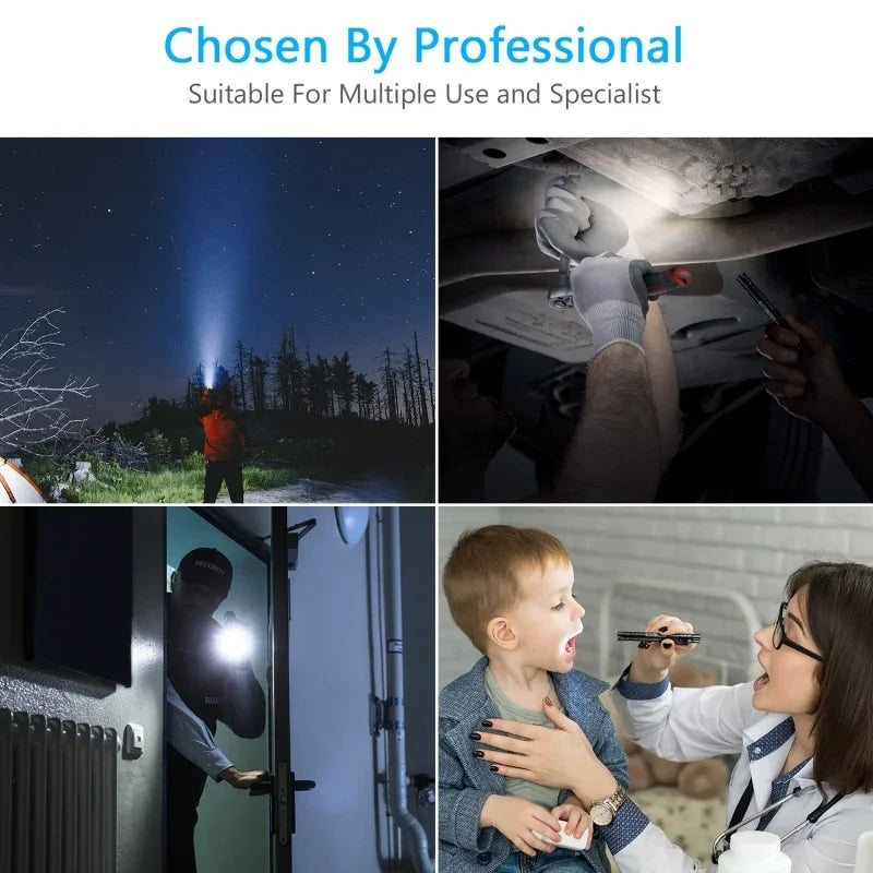 Ultra Bright Mini Portable LED Pen Light High Lumens Pocket Flashlight Handheld Torch for Camping Outdoor Emergency Use
