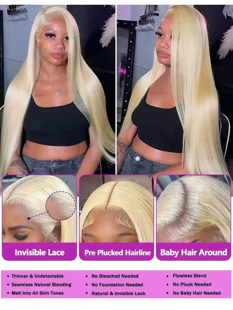 CHEAP 40 42 Inch 613 Blond Straight Human Hair Wigs 13x4 13x6 HD Lace Frontal Wigs Remy Honey Blond Bone Straight Lace Front Wig