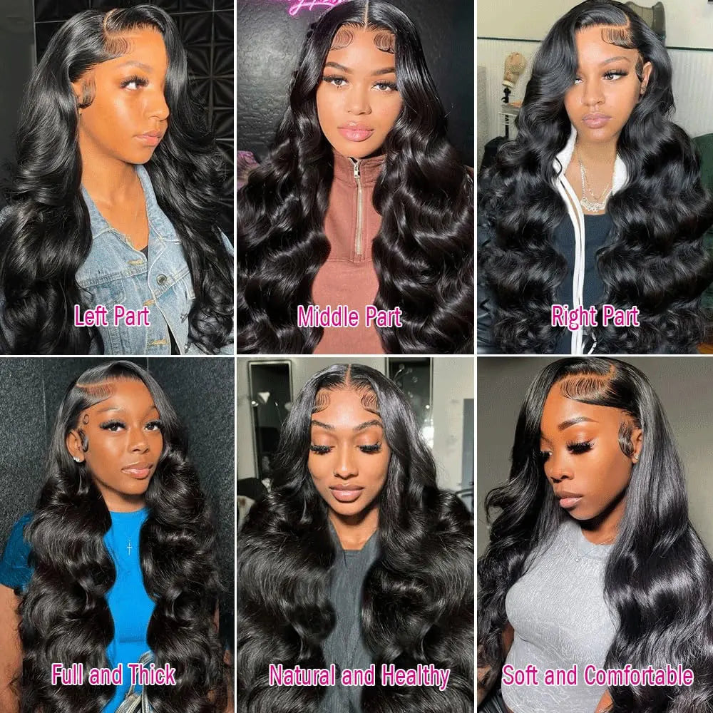 Unbehandelte peruanische Body Wave Echthaarperücken mit 250 % Dichte, 40–42 Zoll, 13x6 HD-Lace-Front, 13x4-Frontal-Perücken, glueless Verschlussperücken für Damen