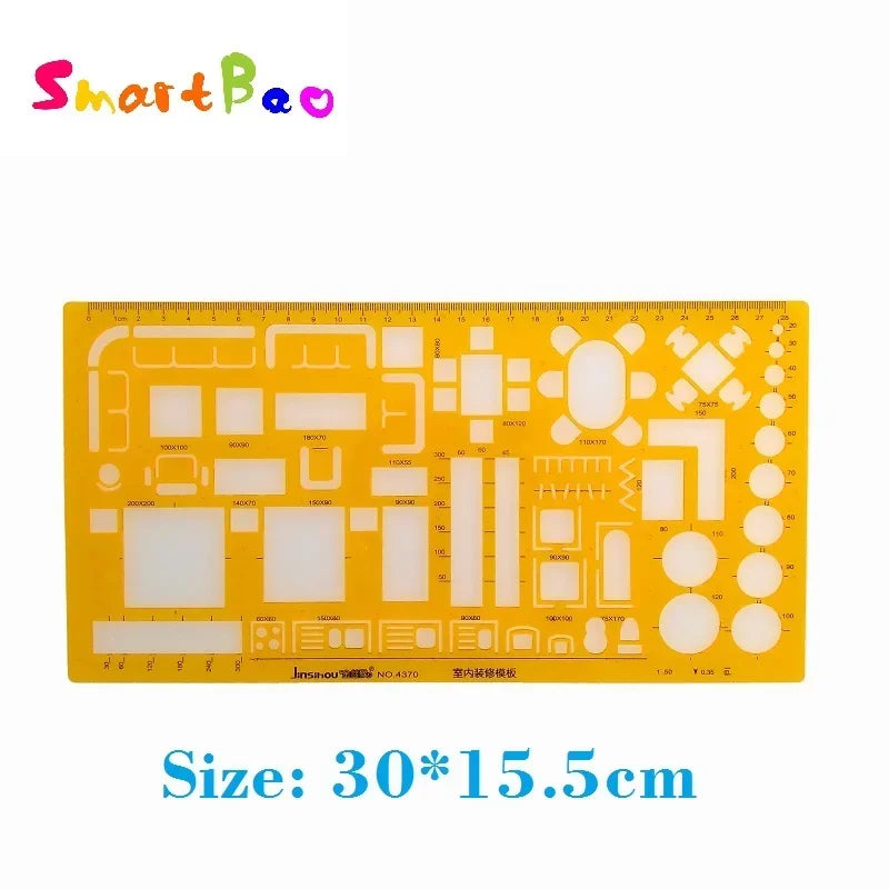 1:50 Scale Architect Drawing Template House Plan Interior Design Decoration Furniture Building Formwork Stencils Drafting Tools