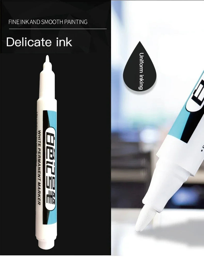 1/3/4Pcs White Permanent Paint Pen set for Wood Rock Plastic Leather Glass Stone Metal Canvas Ceramic Deep Hole Marker 0.7mm