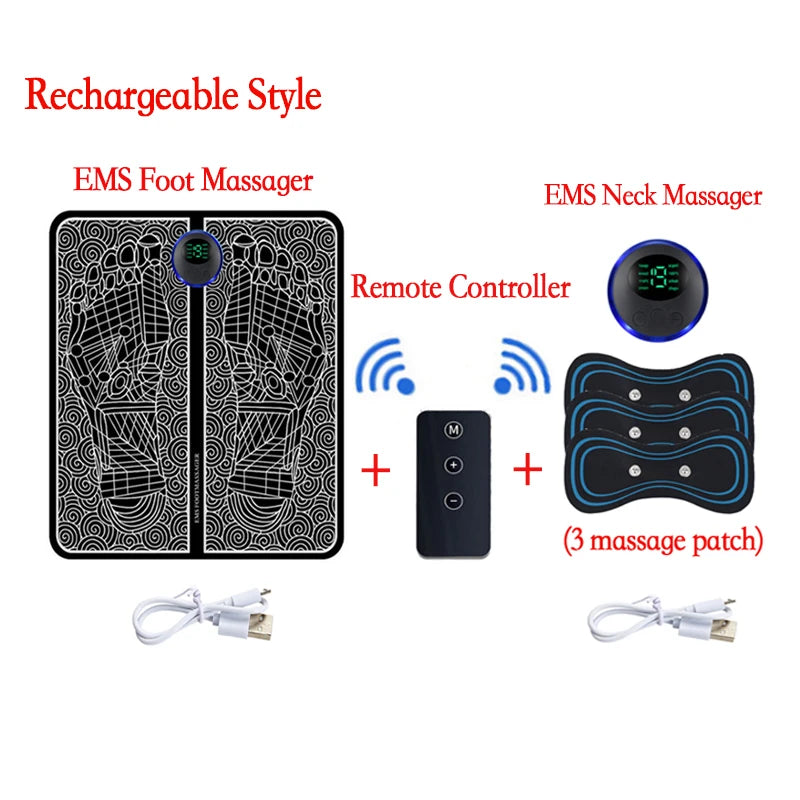 Electric EMS Foot Massager With Gel Pad Portable EMS Muscle Stimulation Massage Mat Improve Blood Circulation Relief Pain Relax