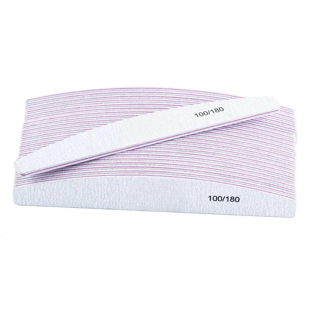 10Pcs/Lot 80/100/150/180/240 Grit Limas Trimmer Lime Nail Art Ongle Manicure Tool Nail File Buffer Double Side Nail Files Buffer
