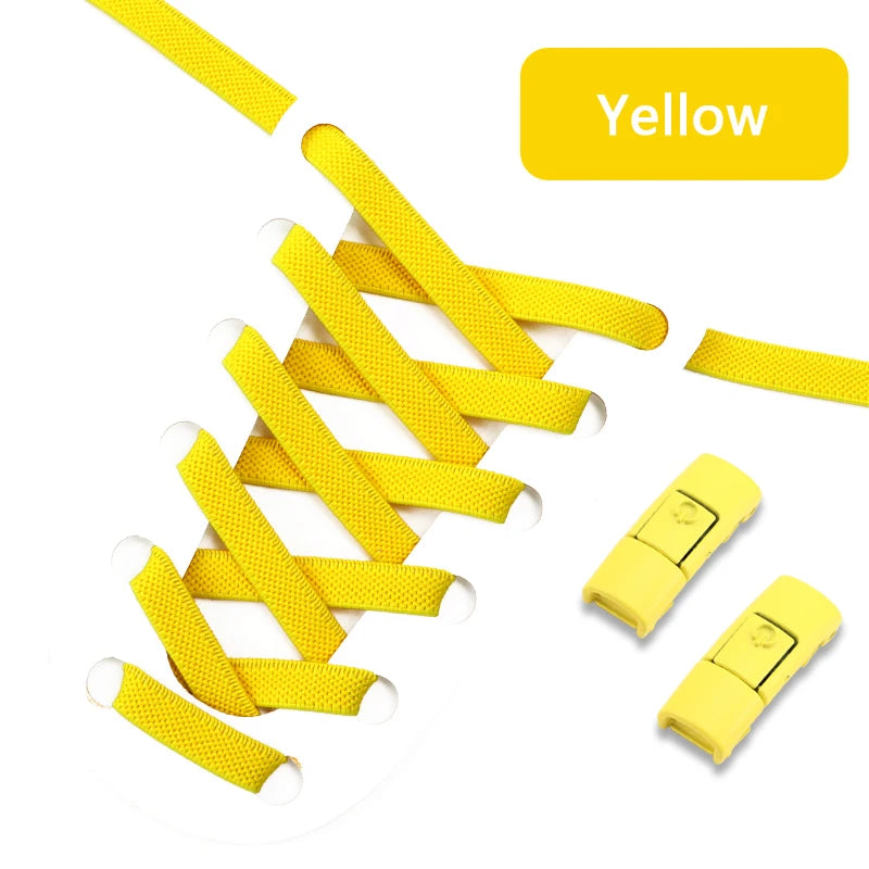 Colorful Press Lock Shoelaces without ties Elastic Laces Sneaker 8MM Widened Flats No Tie Shoe laces Kids Adult Shoelace Shoes