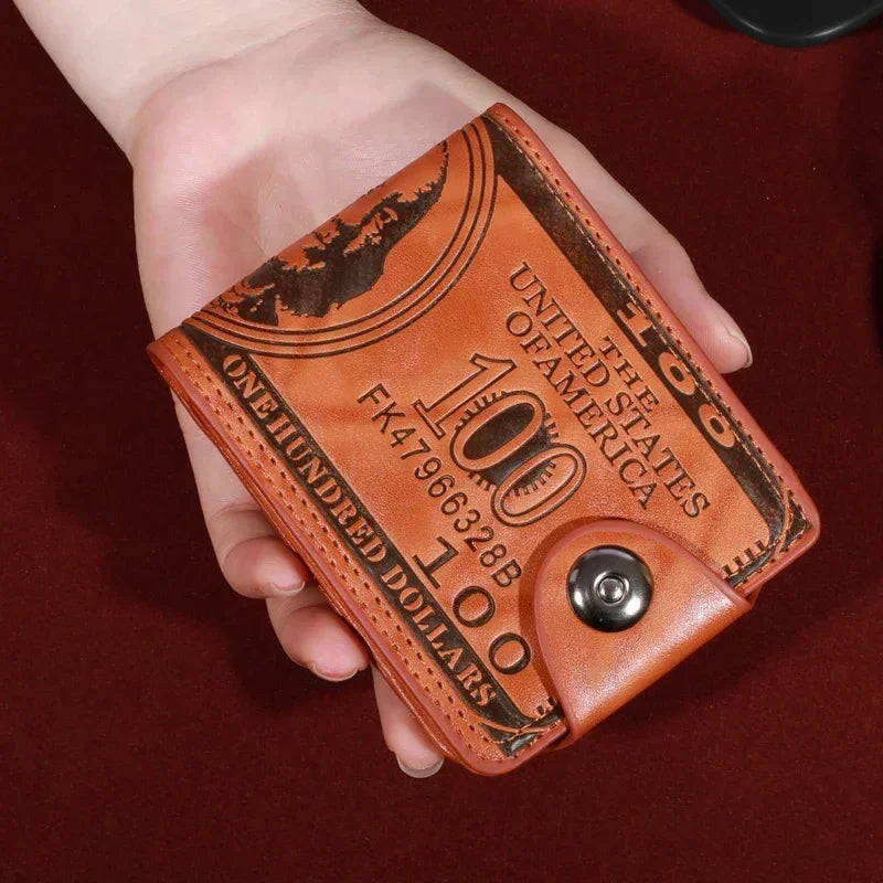 New Men's Trendy Leather Wallet with USD Print Multiple Card Holders High Capacity