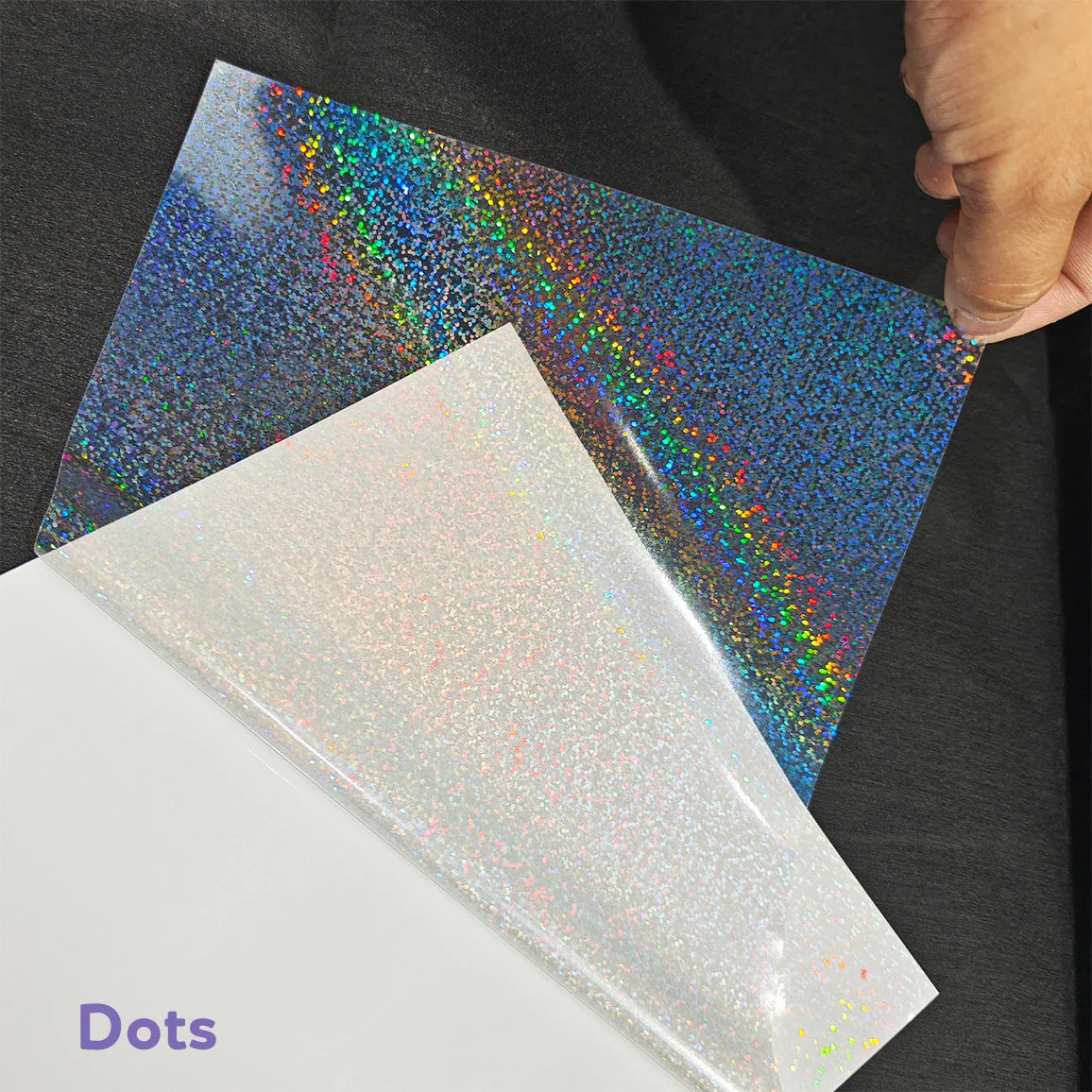 40 Blatt A4 Klare Holografische Kaltlaminierfolie 21 x 29,7 cm Selbstklebende Folie 4 Stile Gemischt: Diamant, Regenbogen, Sterne, Punkte