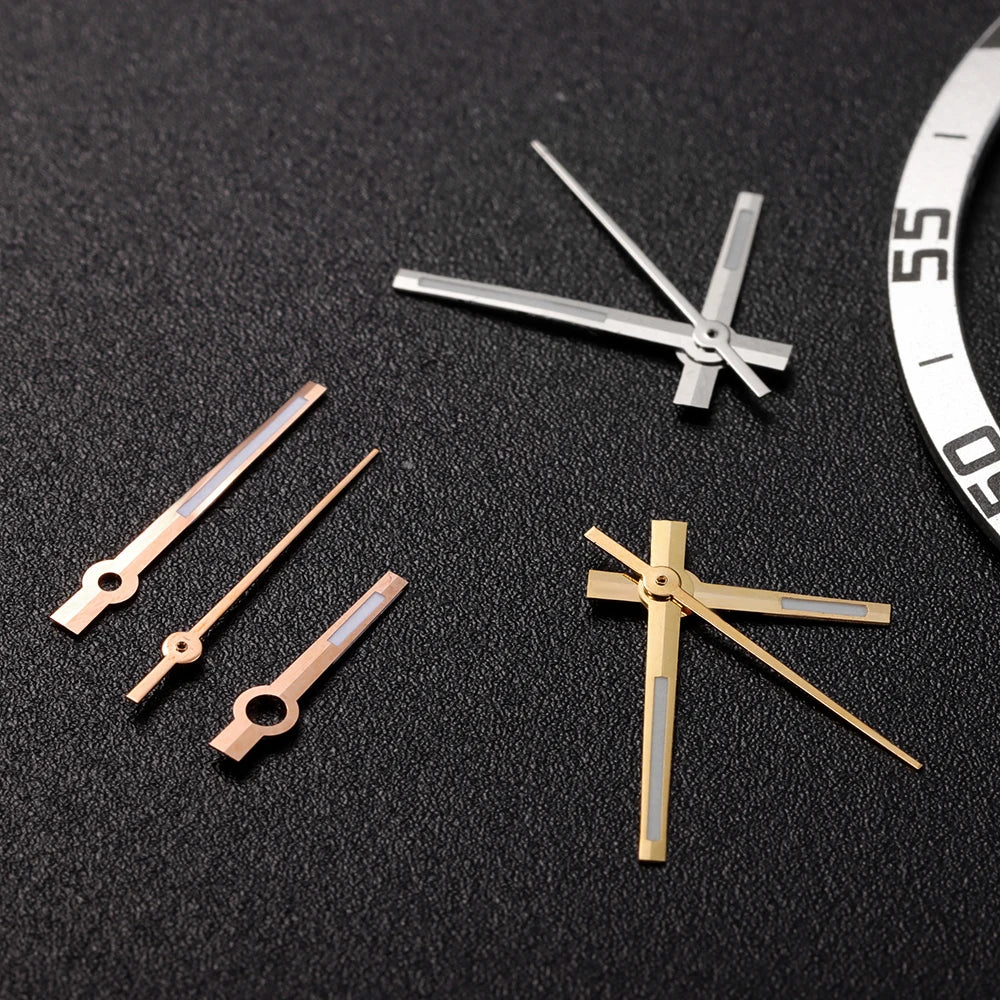 Modified Watch Hands Green Luminous Logbook Needle Silver Gold Rose Watch Accessories for NH35/NH36/4R/7S Movement