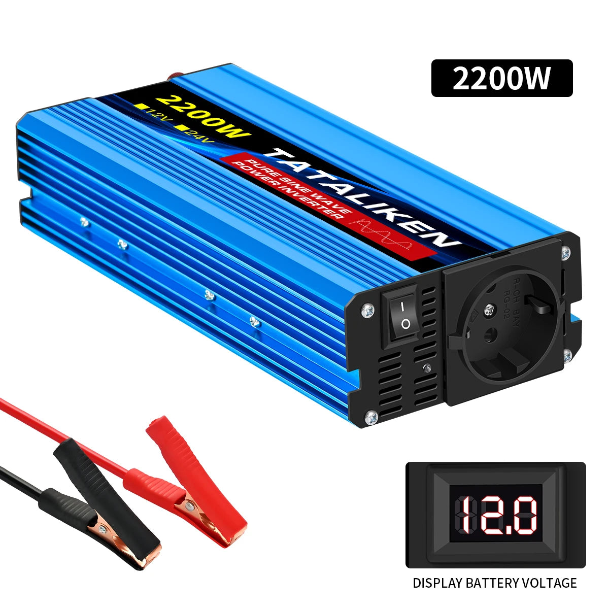 Inverter Pure Sine Wave  2500W/3500W/4500W/5000WDC 12V/24V to AC 220V 230V Voltage Transfer Converter Charging Adapter EU Socket - Shoppiline
