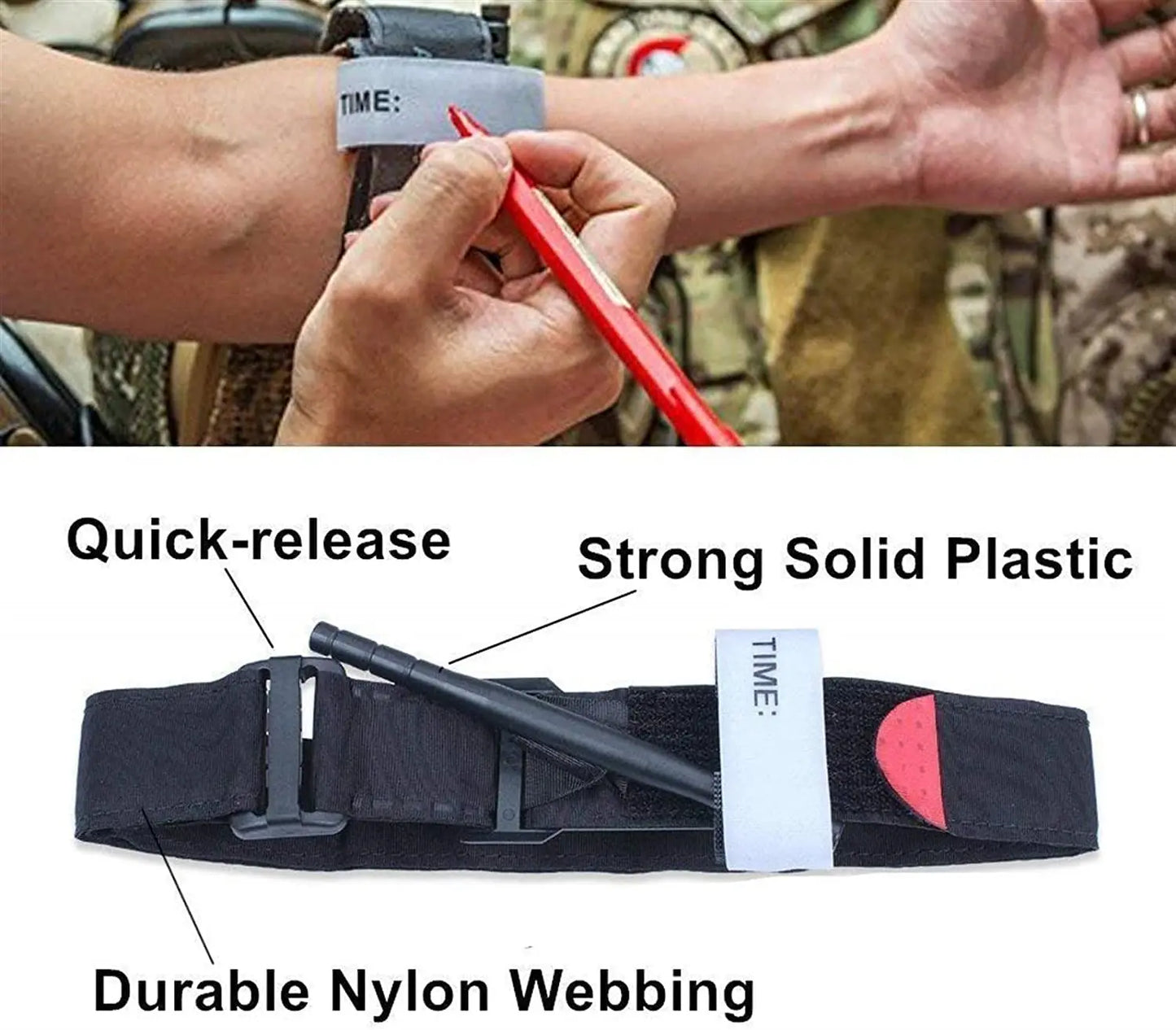 Tactical Tourniquet Emergency Emergency Strap Single Handed Medical First Aid Equipment for Hiking Camping Travel Outdoor Sports