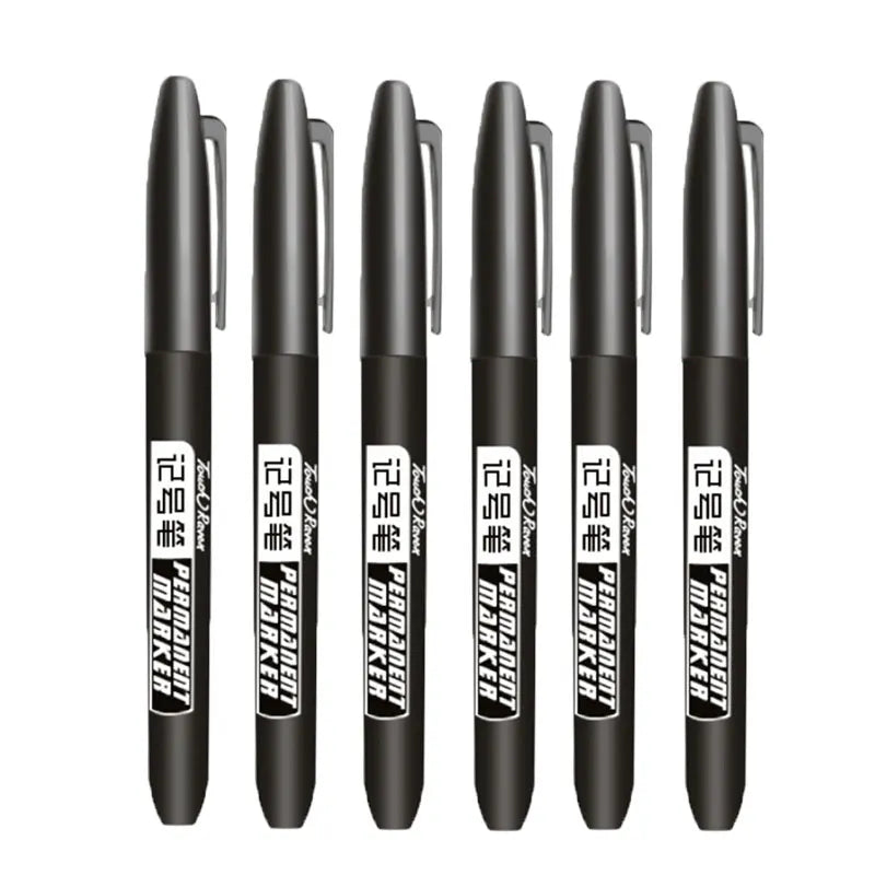 6 PCS Permanent Marker Pen Manga Drawing Markers Black Blue Red Waterproof Ink Sketch Pens Stationery Art School Supplies - Shoppiline